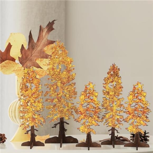 Fall Decor 5PCS Wooden Free Standing Fall Autumn Trees Signs Home Decorations - Picture 4 of 6